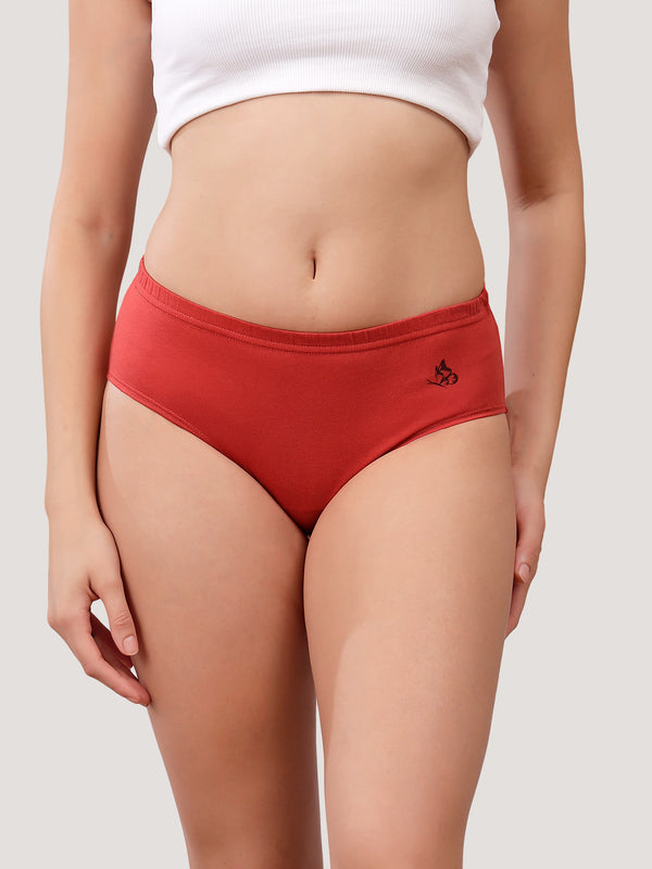 Eve 100% Cotton Mid-Waist Hipster Panties for Women | Pack of 3-ORANGE RUST ORANGE RUST ORANGE RUST