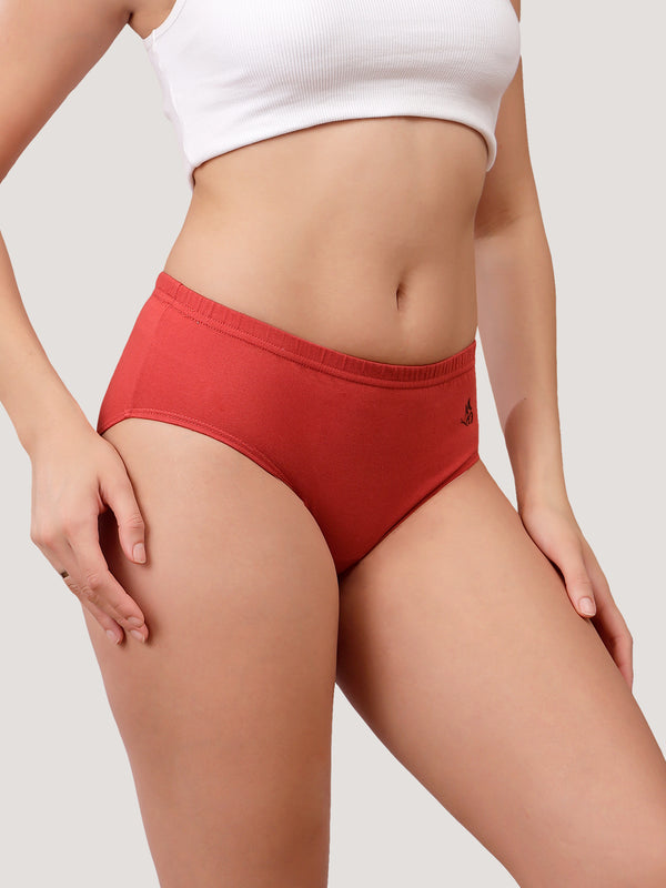 Eve 100% Cotton Mid-Waist Hipster Panties for Women | Pack of 3-ORANGE RUST ORANGE RUST ORANGE RUST