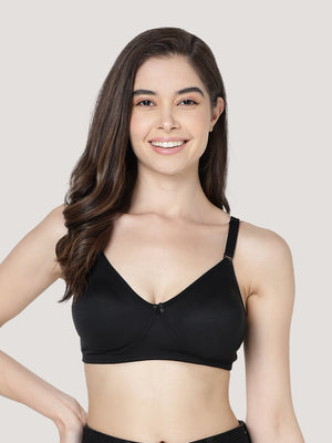 Evlyn Double Layered Cups Regular Bra | Pack of 3-BLACK BLACK BLACK