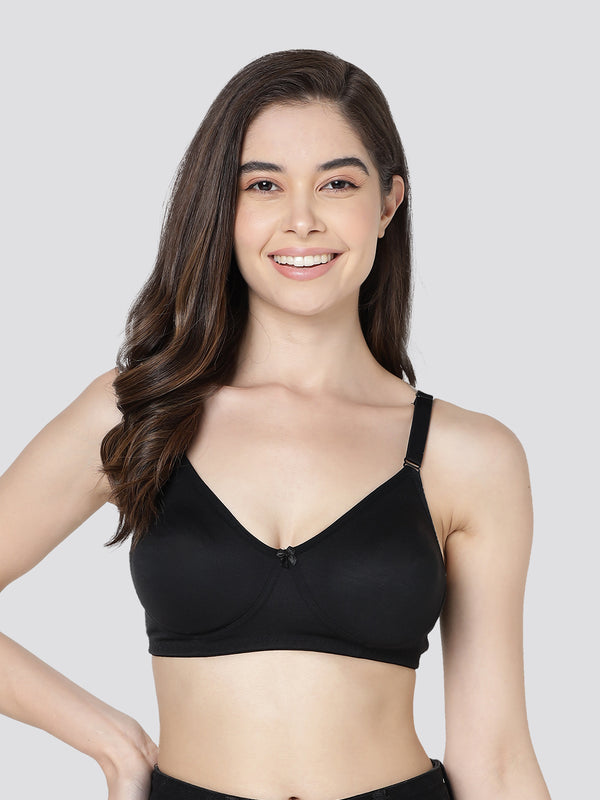 Evlyn Double Layered Cups Regular Bra | Pack of 3 | D.PEACH WHITE  BLACK