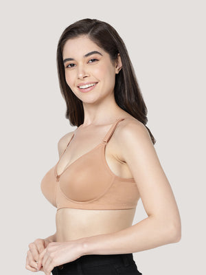 Evlyn Double Layered Cups Regular Bra | Pack of 3-BLACK CAMEL WHITE