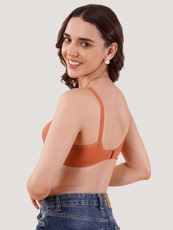 Evlyn Double Layered Cups Regular Bra | Pack of 3 | D.PEACH D.PEACH D.PEACH