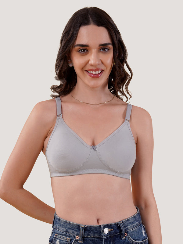 Evlyn Double Layered Cups Regular Bra | Pack of 3 | GREY CORAL BLACK