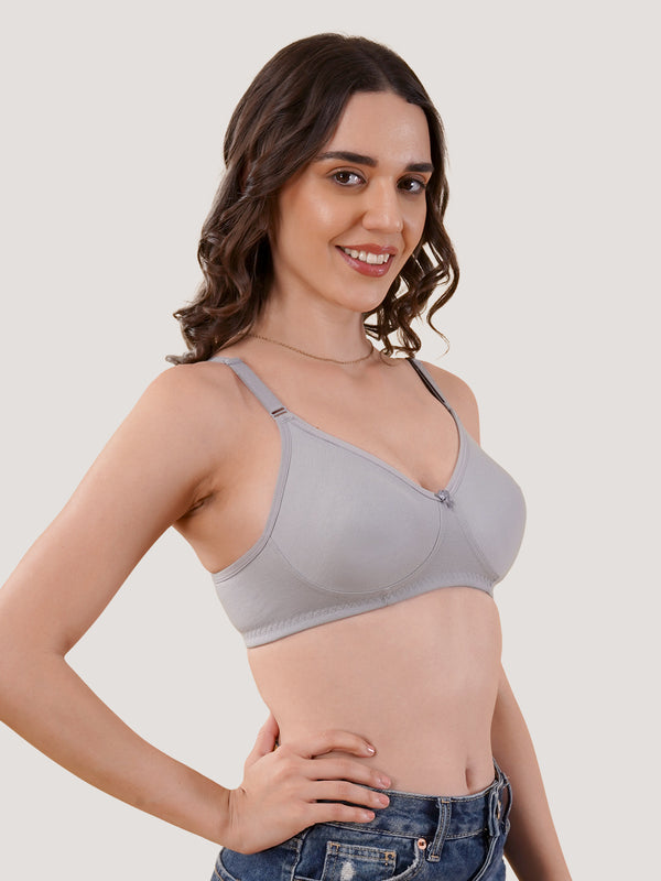 Evlyn Double Layered Cups Regular Bra | Pack of 3 | GREY GREY GREY