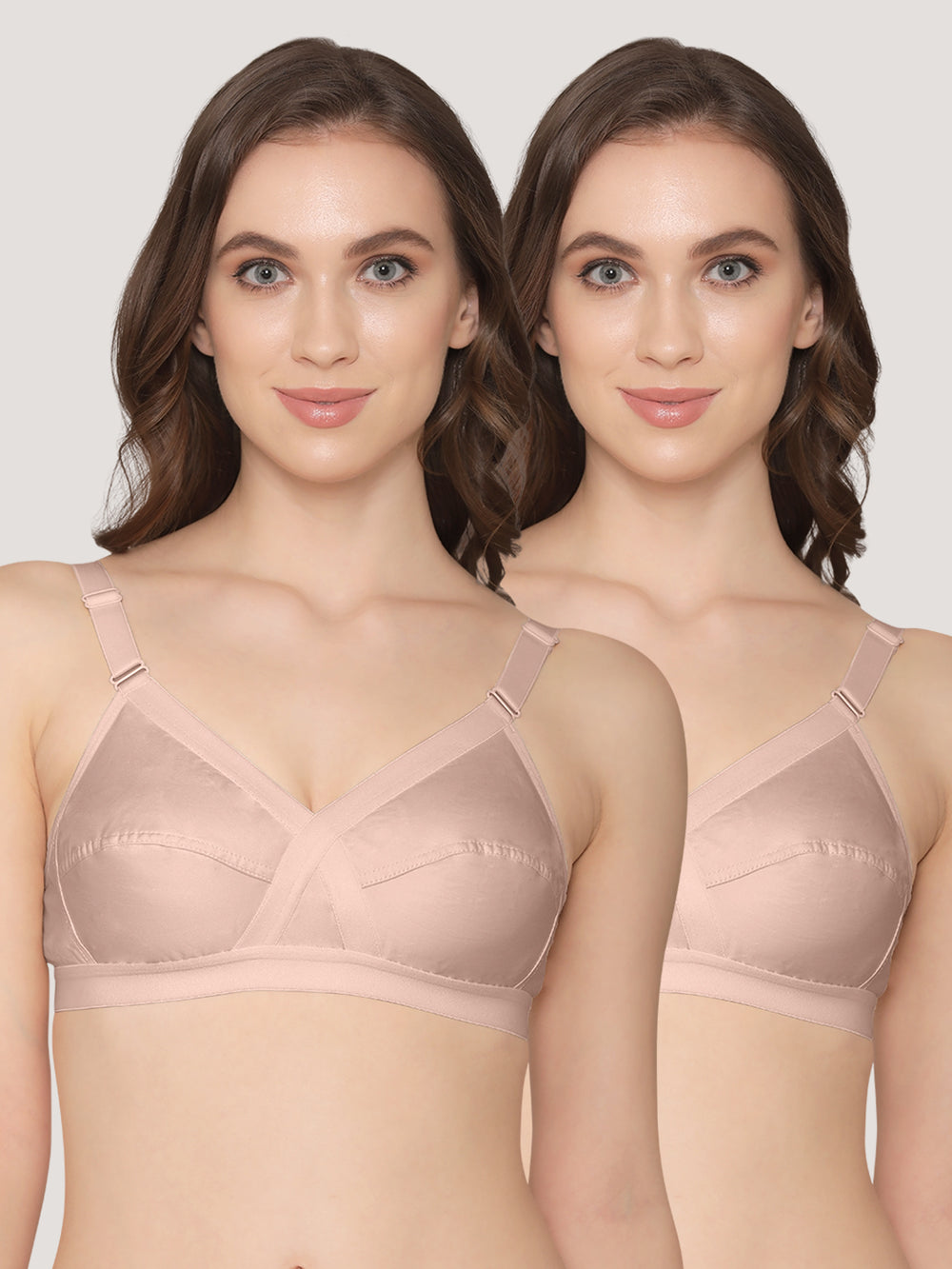 K LINGERIE Cross Care Women's Full Coverage Non Padded Wirefree Minimizer Bra-FAWN FAWN