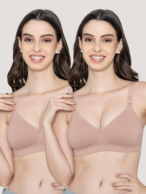 Tessa Full Support Seamless Designer Bra for Women Pack of 2-FAWN FAWN