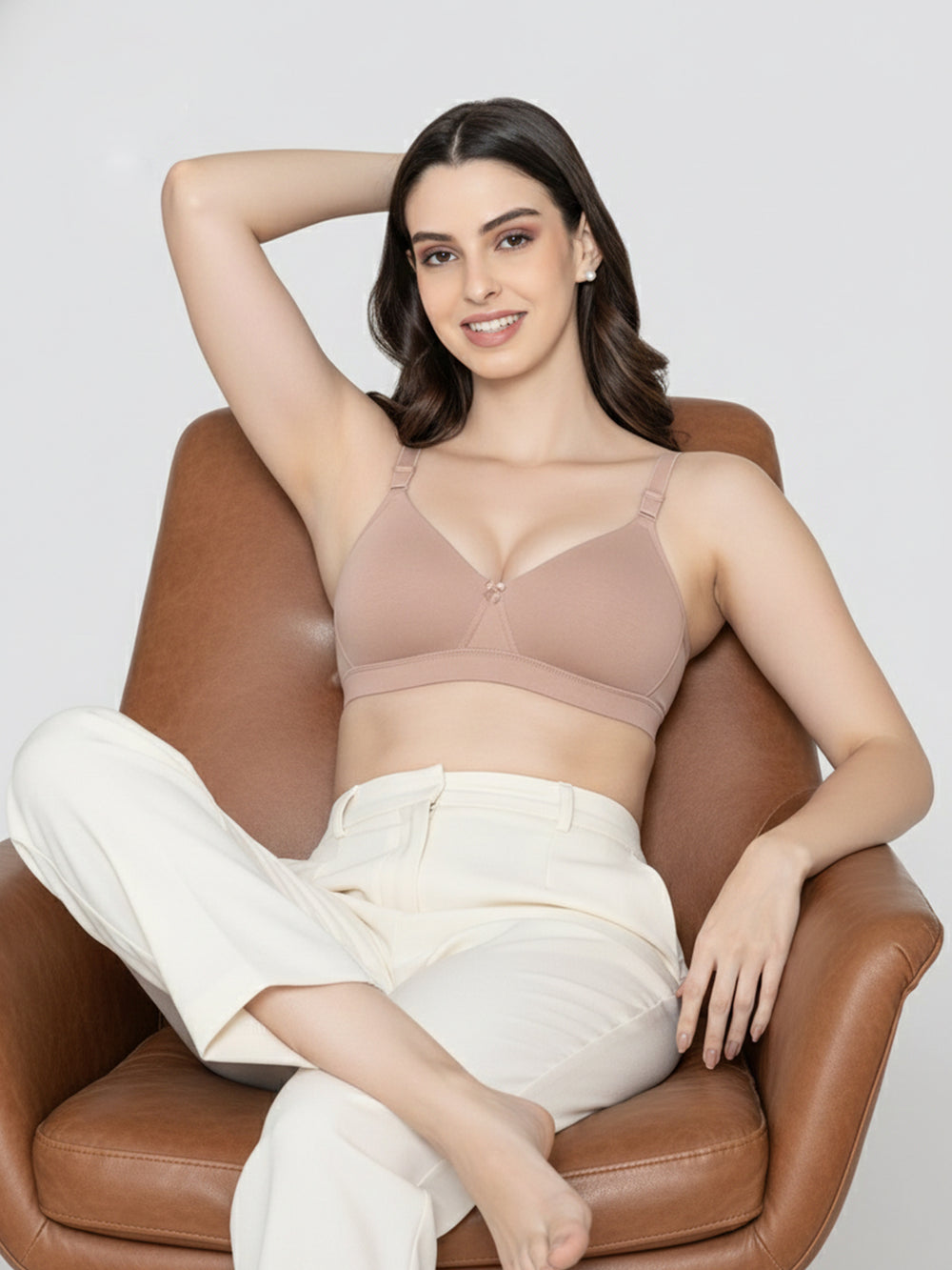 Tessa Full Support Seamless Designer Bra for Women Pack of 2-BLACK FAWN