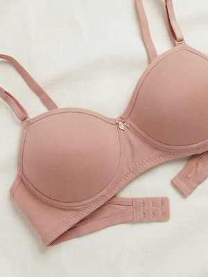 K LINGERIE Roxy Girl's Non Padded Multiway Straps Demi Cup Balconette Bra-FAWN FAWN