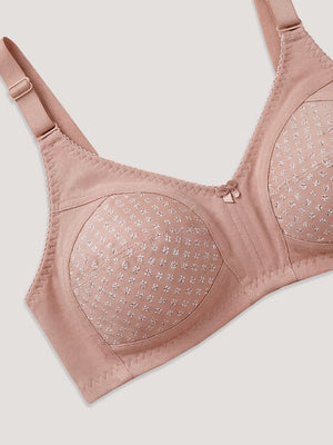 Kalyani Nitara Non Padded Wirefree Cups Full Coverage Everyday Cotton Bra | Pack of 2- FAWN  S.BLUE