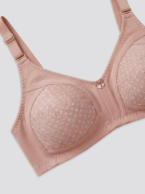 Kalyani Nitara Non Padded Wirefree Cups Full Coverage Everyday Cotton Bra | Pack of 2- FAWN & FAWN