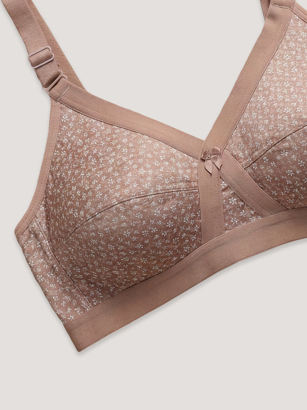 Kalyani Maxine Cross Over Front Full Coverage Cotton Minimizer Bra Pack of 2-FAWN FAWN