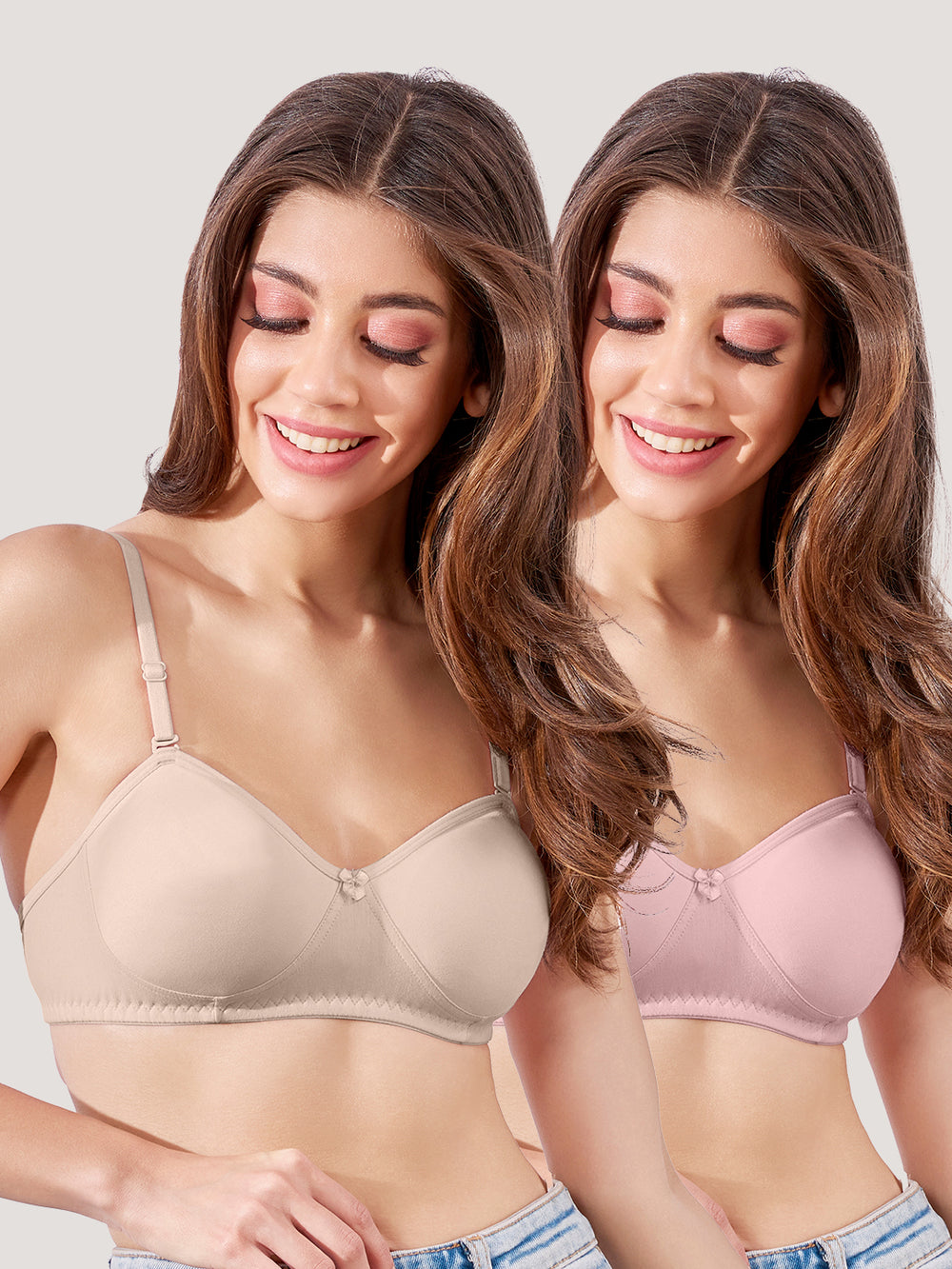 K LINGERIE Roxy Girl's Non Padded Multiway Straps Demi Cup Balconette Bra-GREY CREPE