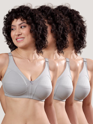 Anaya Full Coverage M Frame Minimizer Bra | Pack of 3-GREY GREY GREY