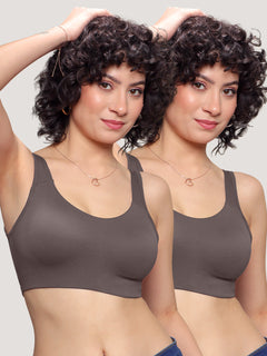 K LINGERIE Daisey Women's Flexible Fit Medium Impact Sports Bra for Light Workouts-GREY GREY