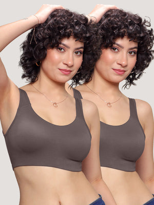 K LINGERIE Daisey Women's Flexible Fit Medium Impact Sports Bra for Light Workouts-GREY GREY