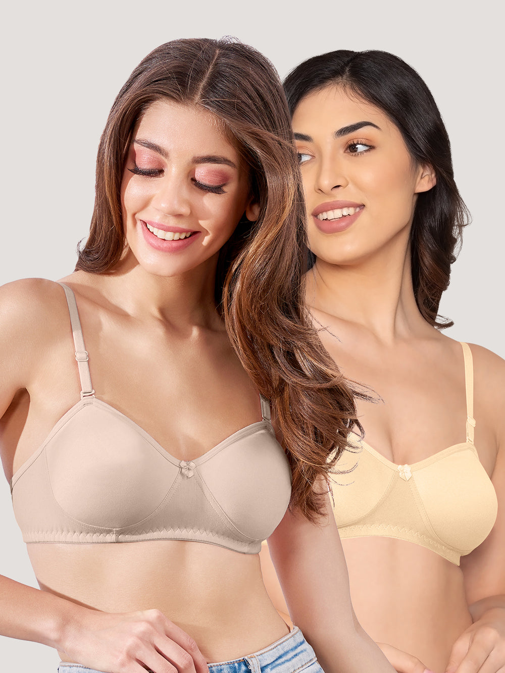 K LINGERIE Roxy Girl's Non Padded Multiway Straps Demi Cup Balconette Bra-GREY U.SKIN