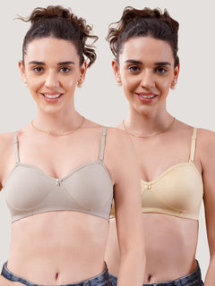 K LINGERIE Roxy Girl's Non Padded Multiway Straps Demi Cup Balconette Bra-GREY U.SKIN