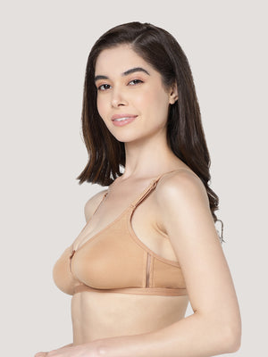 Gloria Full Coverage Double Layered Cups Everyday Bra | Pack of 3-BLACK CAMEL PEACH