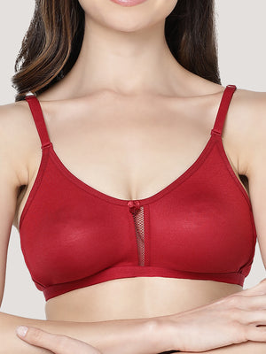 Gloria Full Coverage Double Layered Cups Everyday Bra | Pack of 3-MAROON WHITE CAMEL