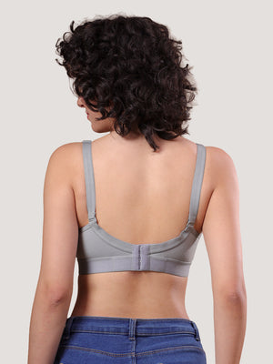 Kalyani Ashley Double Layered Seamless Cups Full Coverage Cotton Lycra Bra | Pack of 2 | GREY WHITE
