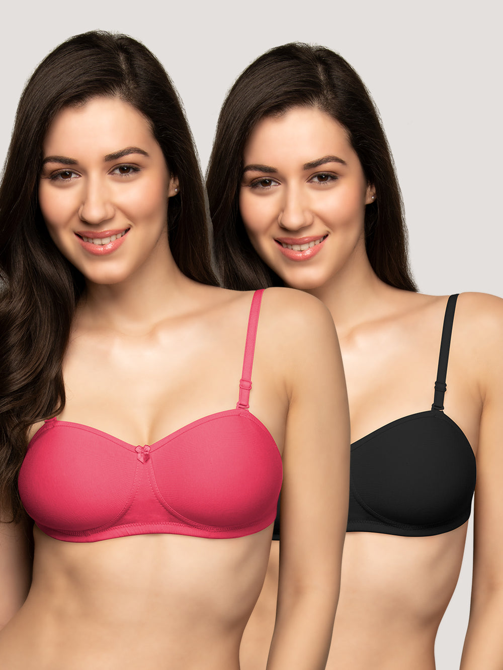 Selena Demi Cup Tube Bra/T-Shirt Bra Pack of 2- HOT PINK BLACK