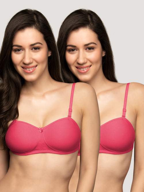 Selena Demi Cup Tube Bra/T-Shirt Bra Pack of 2- HOT PINK HOT PINK