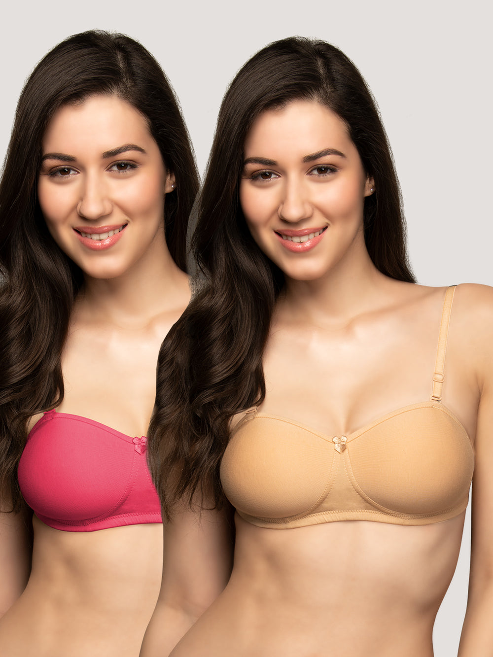 Selena Demi Cup Tube Bra/T-Shirt Bra Pack of 2-HOT PINK NUDE