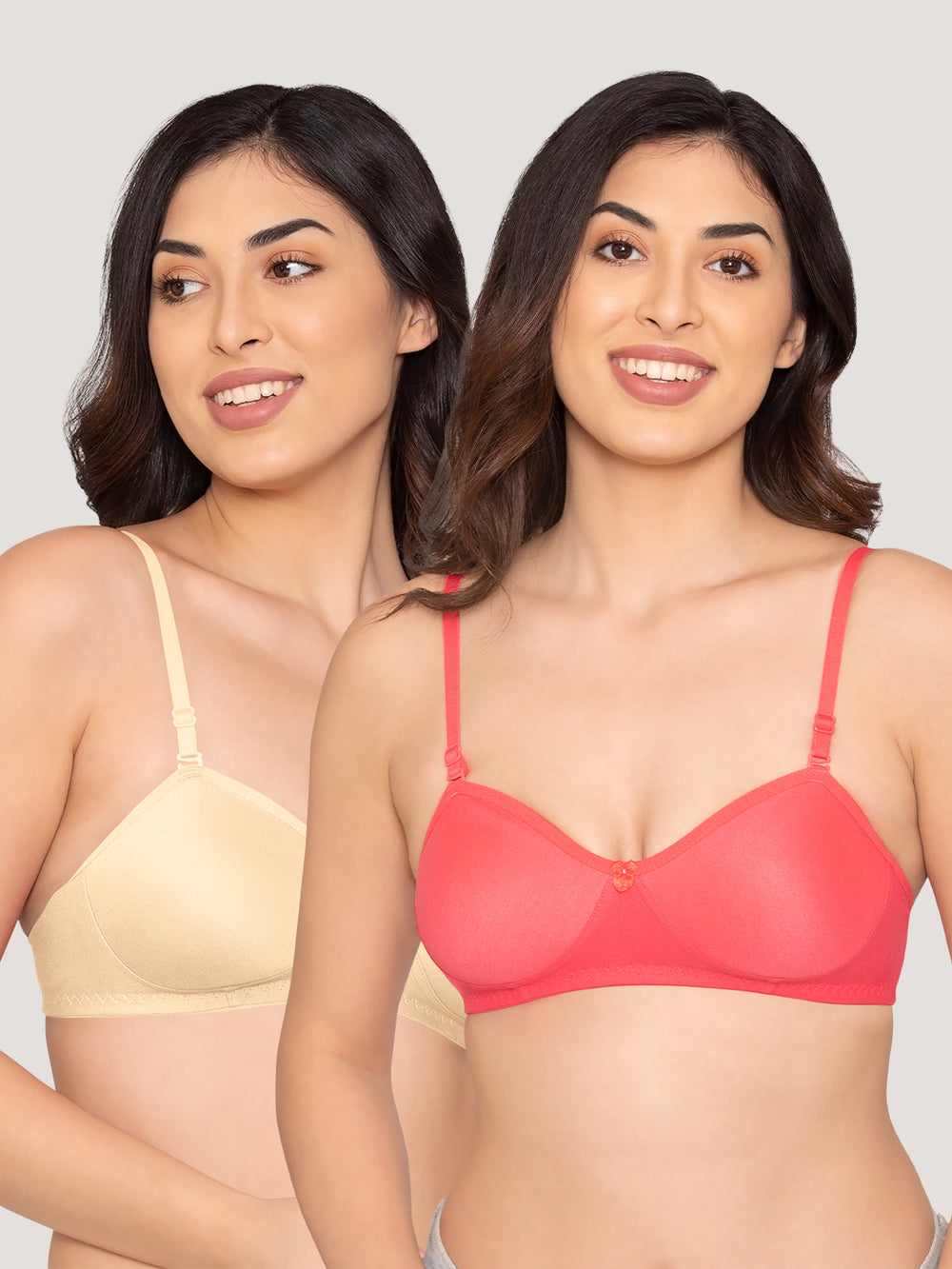 K LINGERIE Roxy Girl's Non Padded Multiway Straps Demi Cup Balconette Bra-HOT PINK U.SKIN