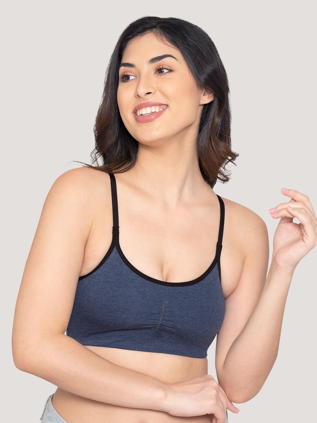 Ira Non Padded Everyday Beginners Bra | Pack of 3-BLACK BURGUNDY DENIM BLUE