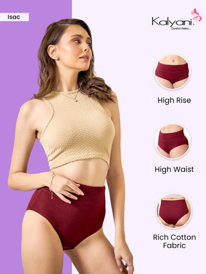 Isac High Waist Panties for Woman | Pack of 2-ROSE BUD BROWN