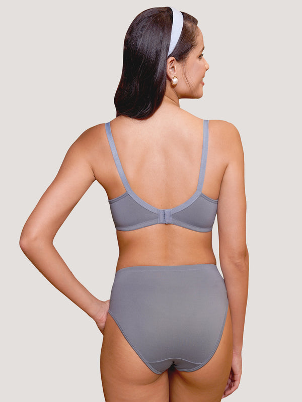 Kalyani Jeniffer Deep Neck Style Wirefree Support Padded Everyday Lace Bra Panty Set | Teal Blue