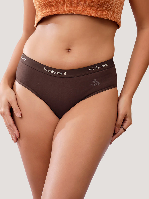 Jazzie Women Hipster Panties | Mid-Rise | 100% Cotton | Pack of 3-COFFEE COFFEE COFFEE