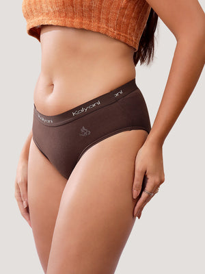 Jazzie Women Hipster Panties | Mid-Rise | 100% Cotton | Pack of 3-COFFEE DARK BLUE ORANGE RUST