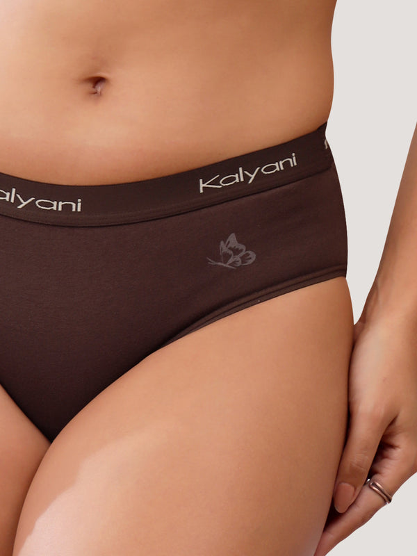 Jazzie Women Hipster Panties | Mid-Rise | 100% Cotton | Pack of 3-COFFEE COFFEE COFFEE