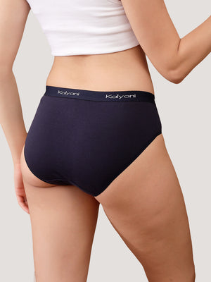 Jazzie Women Hipster Panties | Mid-Rise | 100% Cotton | Pack of 3-COFFEE DARK BLUE ORANGE RUST
