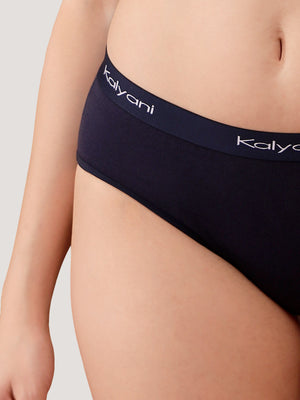 Jazzie Women Hipster Panties | Mid-Rise | 100% Cotton | Pack of 3-GREY DARK BLUE COFFEE