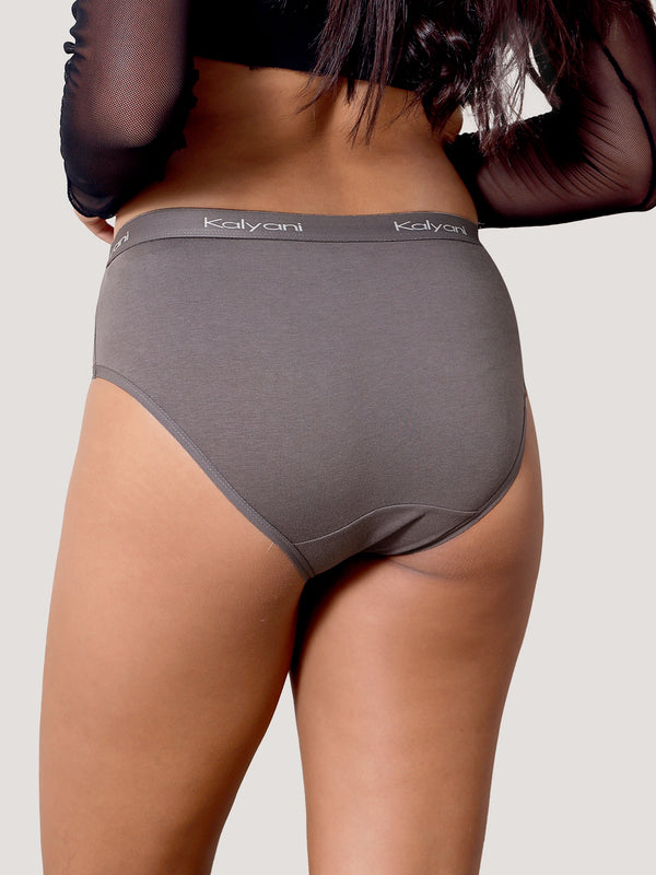 Jazzie Women Hipster Panties | Mid-Rise | 100% Cotton | Pack of 3-GREY DARK BLUE COFFEE