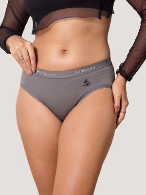 Jazzie Women Hipster Panties | Mid-Rise | 100% Cotton | Pack of 3-GREY GREY GREY
