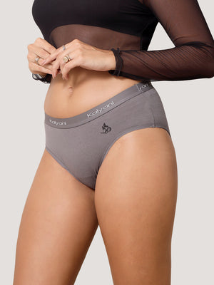 Jazzie Women Hipster Panties | Mid-Rise | 100% Cotton | Pack of 3-GREY GREY GREY