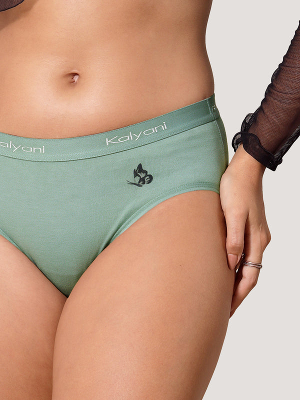 Jazzie Women Hipster Panties | Mid-Rise | 100% Cotton | Pack of 3-OCEAN GREEN L.PEACH GREY