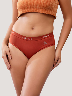 Jazzie Women Hipster Panties | Mid-Rise | 100% Cotton | Pack of 3-ORANGE RUST ORANGE RUST ORANGE RUST