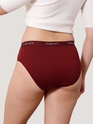 Jazzie Women Hipster Panties | Mid-Rise | 100% Cotton | Pack of 3-P.MAROON P.MAROON P.MAROON
