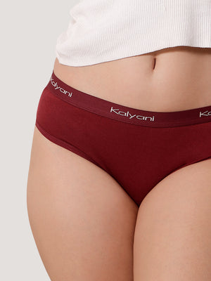 Jazzie Women Hipster Panties | Mid-Rise | 100% Cotton | Pack of 3-P.MAROON P.MAROON P.MAROON