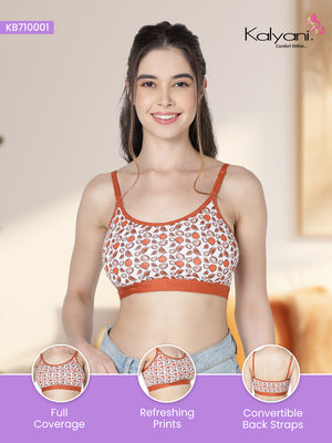 KB710001 Printed Beginner Bra/Yoga Bra/Training Bra | Pack of 3-ASSORTED