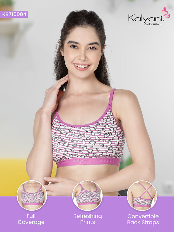 KB710004 Printed Beginner Bra/Yoga Bra/Training Bra | Pack of 3-ASSORTED