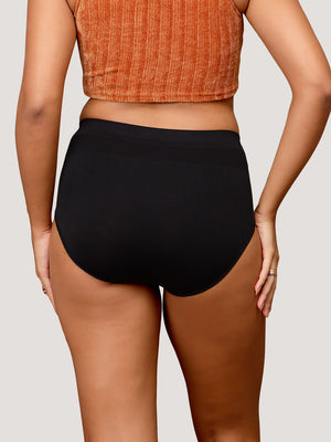 Kavya Women’s High Rise Full Coverage Knitted Hipster Panty with No-Roll Broad Inner Elastic Waistband Pack of 2| GREY BLACK