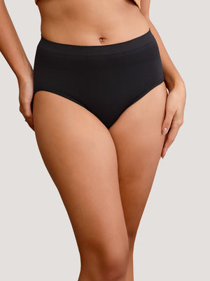 Kavya Women’s High Rise Full Coverage Knitted Hipster Panty with No-Roll Broad Inner Elastic Waistband Pack of 2| GREY BLACK