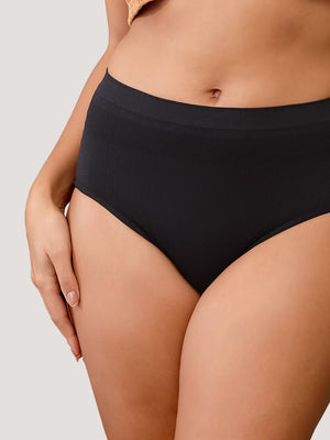 Kavya Women’s High Rise Full Coverage Knitted Hipster Panty with No-Roll Broad Inner Elastic Waistband Pack of 2| BLUSH BLACK