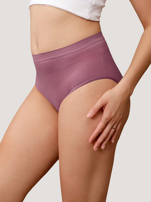Kavya Women’s High Rise Full Coverage Knitted Hipster Panty with No-Roll Broad Inner Elastic Waistband Pack of 2| BLUSH BLACK