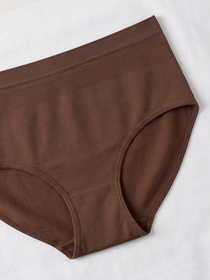 Kavya Women’s High Rise Full Coverage Knitted Hipster Panty with No-Roll Broad Inner Elastic Waistband Pack of 2| BROWN BROWN